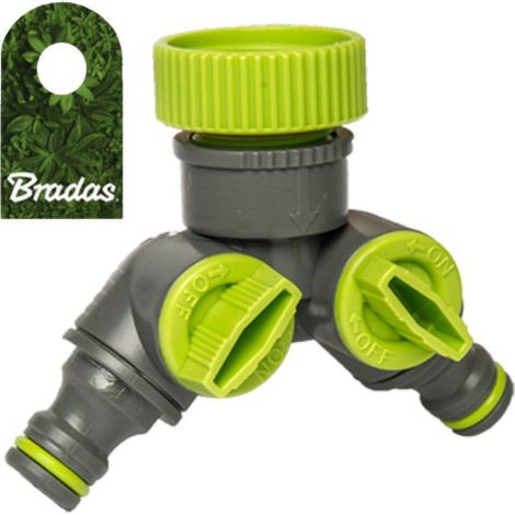 Te con conexión de grifo de 1" GW y reducción de 3/4", dos válvulas Bradas 0866 de línea de cal. (1/2)