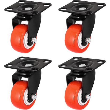 50mm 2' 'Hartgummiwalze Metalloberplatte Lenkrollen Noir Orange 4 Pièces (1/2)