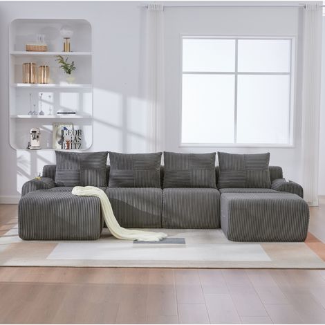 Divano modulare 4 posti con portabicchieri OKMYHOME (1/5)