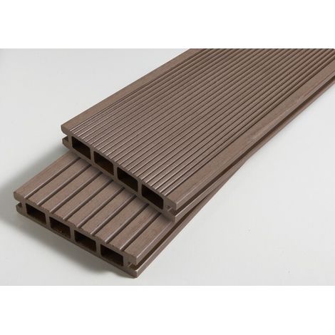 CONFEZIONE 1 m² Pannello per terrazza doppio composito - Marrone rossastro, L: 360 cm, L: 14 cm, E: 25 mm