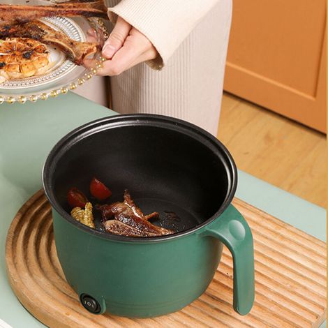 Marmite Électrique 1,5L 600W Anti-scald avec couvercle transparent et panier à vapeur pour maison, dortoir, camping, bureau - EU Plug 220V