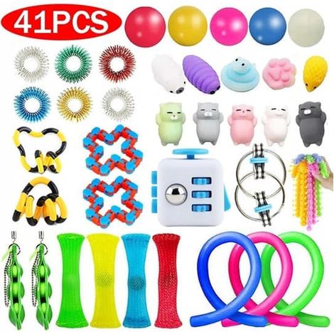 Lot de 41 jouets anti-stress multicolores : balles anti-stress, boules anti-stress, haricots, etc. (1/5)