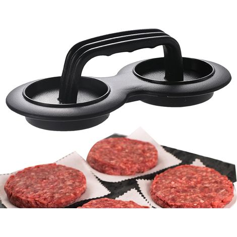 Moule à hamburger - machine à steaks hachés, presse à hamburgers Moule à hamburger à double orifice pour barbecue (1/5)