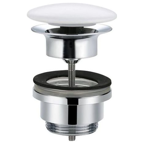 Bonde de Lavabo avec Bouchon de Vidange Pop-up pour Lavabo Blanc en Céramique et Cuivre (1/5)