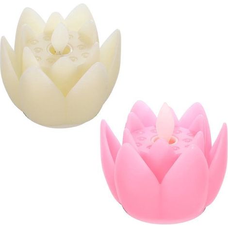 2 bougies artificielles en forme de lotus
