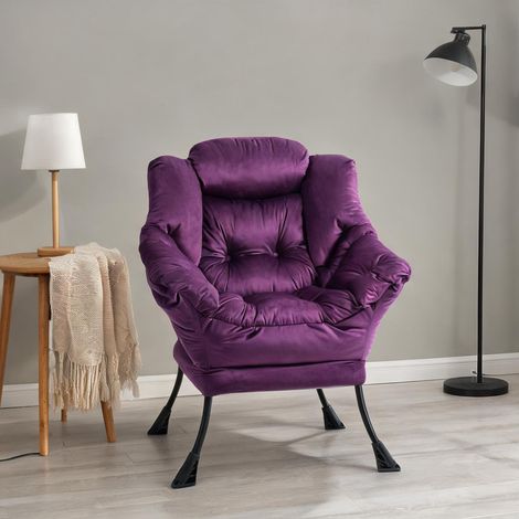 Fauteuil relaxant avec accoudoirs et poche latérale violet purple (1/5)