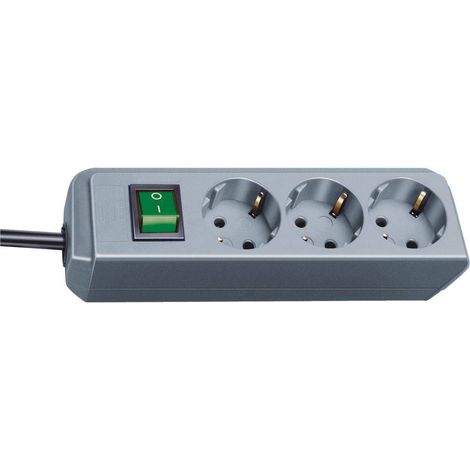 Brennenstuhl 1152340015 Multipresa con interruttore 3 scomparti Grigio Schuko 1 pz.