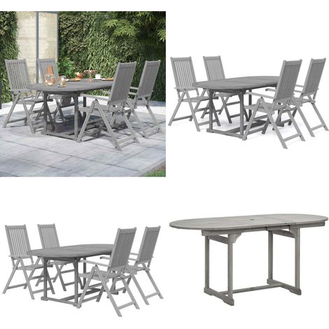 Juego de comedor de jardín 5 piezas madera maciza de acacia - Comedor de jardín - Mesa de jardín