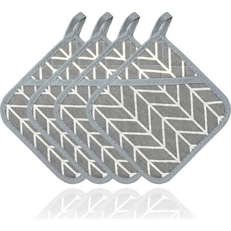 Manoplas de horno resistentes al calor, protegen contra altas temperaturas, para hornear (grises - 16 x 16 cm, paquete de 4)