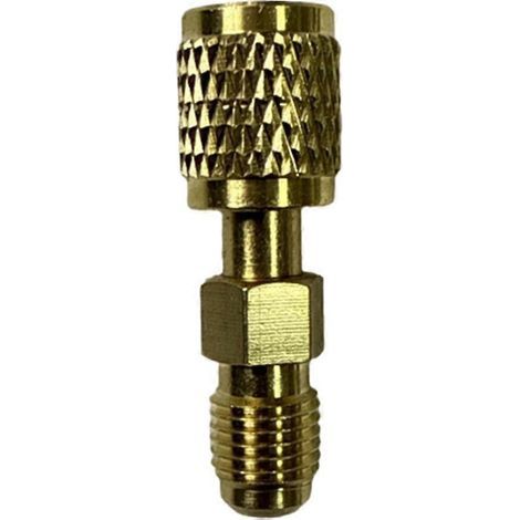 Adaptateur en laiton pour réfrigérant R32. raccord fileté inversé 1/4" femelle vers 1/4" mâle (1/5)