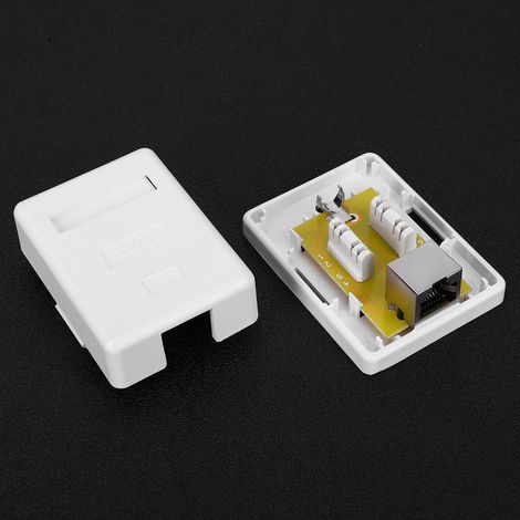 Lot de 2 boîtes de jonction RJ45-8P8C CAT6 blindées à port unique pour câblage réseau de bureau, montage en surface (1/5)
