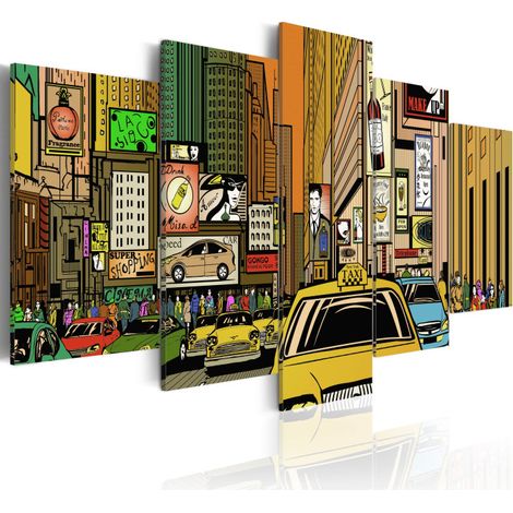Tableau Imprimé "Rues de New York dans la B. D." 100 x 200 cm (1/2)