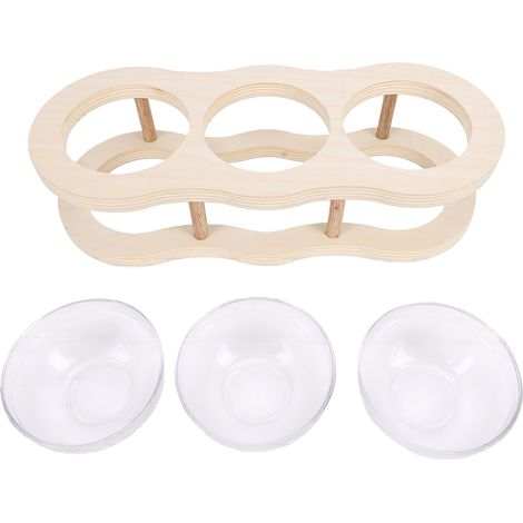 Support de gamelles surélevées pour chat, Protection du cou en bois avec 3 verres pour chats, chiots, petits chiens (1/5)