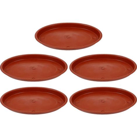 Lot de 5 soucoupes ovales rouges en plastique pour pots de fleurs (1/3)