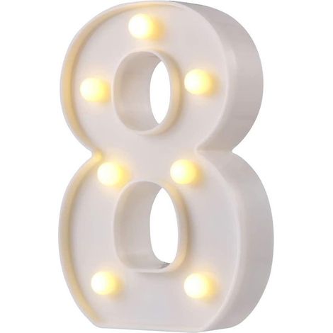 Lettres lumineuses LED, 26 lettres, logo lumineux idéal pour éclairage nocturne, mariage, anniversaire, fête, décoration de bar à domicile (blanc, 8)