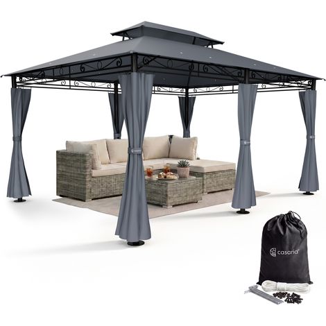 CASARIA® Pavillon 3x4m Gartenzelt Garten Seitenteile Metall Wasserabweisend Topas anthrazit (1/5)