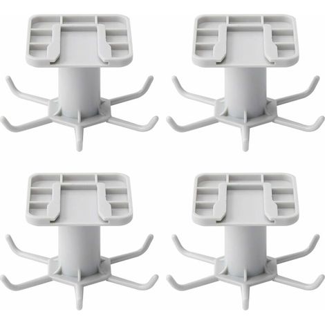 360 Rotating Storage Hook, 4 Pieces Kitchen Utensils Wall Mount Multi-Purpose Space-Saving Rotating Shelf 6 Claws, for Spoon Cutting Board Towel,Gray (1/5)