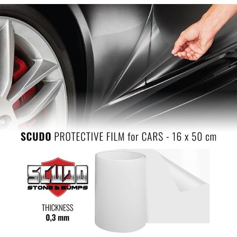 Pellicola Adesiva Scudo per Carrozzeria Auto, 16 cm x 0.5 mt, Spessore 0.3 mm - Dimensione: 16 X 50 CM