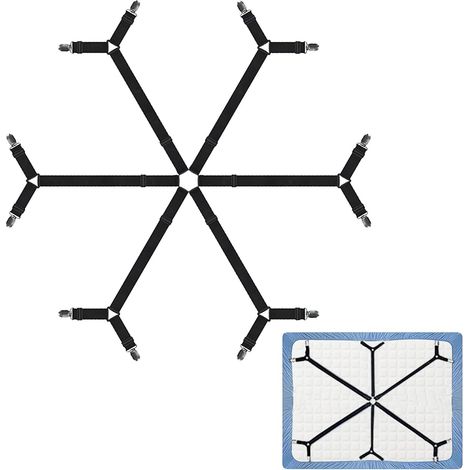 1 x Tendeur drap housse, Réglable 28-130 cm, Nylon, Clips métal, Pour matelas rond carré