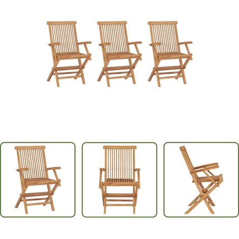 Klappbare Gartenstühle - Klappbare Gartenstühle 3 Stk. Massivholz Teak (1/5)