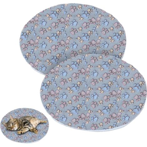 Tapis Rond pour Chat,2 Pièces 40 Cm X 40 Cm,Coussin Double Face en Polaire Corail pour Animaux de Compagnie,pour Lits,Arbres a Chat,Caisses,Canapés et Salons (1/5)