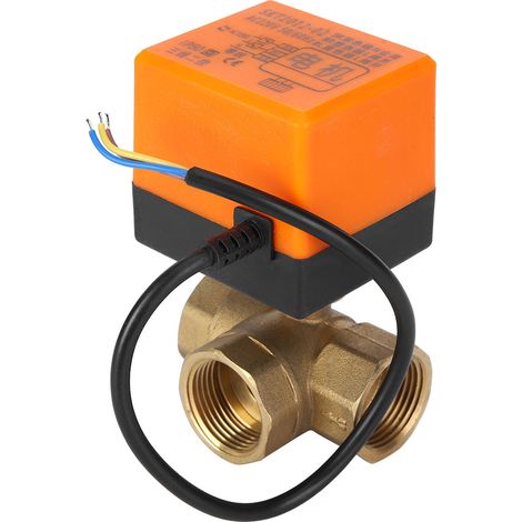 Vanne motorisée à billes L orange en laiton électrique 3 fils 2 commandes 1,6MPa 6W AC220V G1 pouce (1/5)