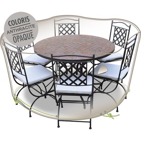 Housse de protection Cover Air pour table ronde + 6 chaises - Ø 160 x 70 cm - Jardiline (1/3)