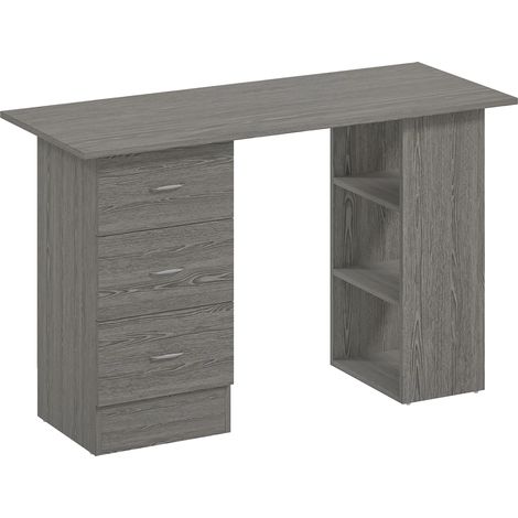 Scrivania Moderna con 3 Cassetti e 3 Ripiani per Camera e Ufficio, in Legno, 120x49x72 cm, Grigio (1/5)