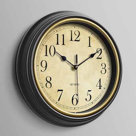 12-Zoll-Wanduhr, batteriebetrieben, geräuschlos, kein Ticken, klassische Vintage-Wanduhr, Dekoration für Büro, Wohnzimmer, Küche, Zuhause (1/4)