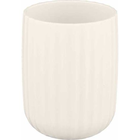Wenko Bicchiere Porta Spazzolini Agropoli Crema per Spazzolino e Dentifricio in Plastica di Qualità, Modellatura Plastica e Superficie Strutturata, Senza Bisfenolo A, Ø 7,5 X 10 Cm (1/4)
