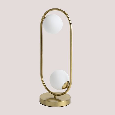 Lámpara de mesa en metal con 2 bolas de cristal Blaise SKLUM             