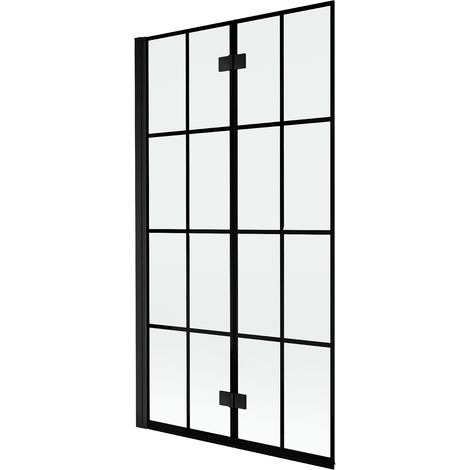 Mexen Mist paratia per vasca da bagno a 2 ante sinistra 100 x 150 cm, griglia nera, nero - 8A9-100-002-70-77-L (1/5)
