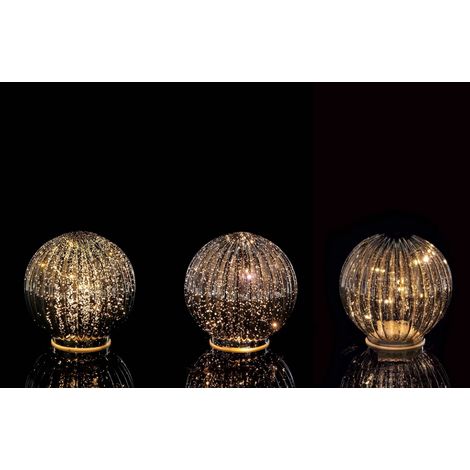Ad Trend Sfera Natale Vetro Ass. con 12 Led D 15 Cm Oro 1 Pz (1/4)