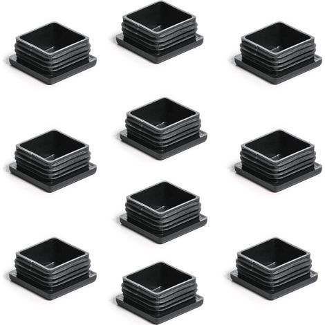 Lot de 10 Bouchon pour tube carré, 60 x 60 mm, Plastique polyéthylène, Patin protection sol, Mobilier intérieur (1/5)
