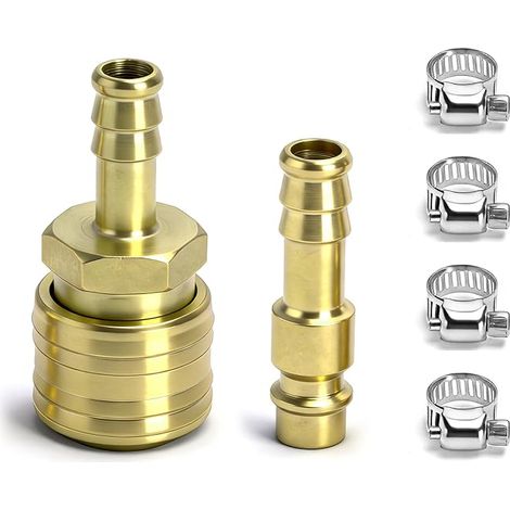 6 x 10mm Barbed Fittings - Metal Fittings for Air and Water Hoses - as Compression Fitting, Pneumatic Quick Connector and Versatile Adapter (1/5)