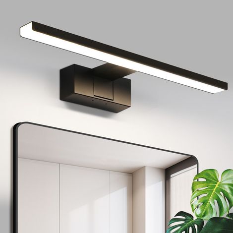 GBLY LED lámpara de espejo, IP44 lámpara de gabinete, lámpara de pared de baño moderno, luz blanca neutra 4000k MAX.8W, 40×5.1×12.8cm, negro (1/5)