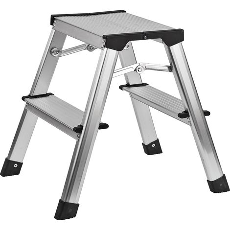 Alu Klapptritt Haushaltsleiter 2 x 2 Stufen max. 150 kg max. Steighöhe 40,5 cm (1/4)