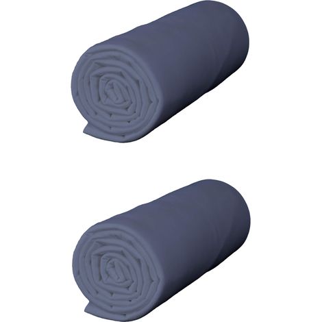 Lot de 2 draps housses jersey bleu océan bonnet 40 cm 180x190/200 (1/3)