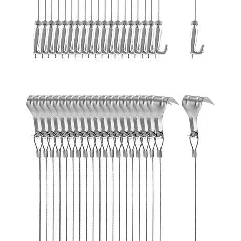 20 Pcs Kit Accrochage de Cadre Photo et Miroir, Fil Suspension en Acier Inoxydable Ø15mm x 2m avec Crochet Réglable et Crochets de Rail, Charge 40KG (1/5)