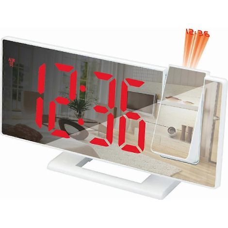 Réveil à projection LED multifonction numérique avec alarme automatique photosensible - Rouge (1/5)