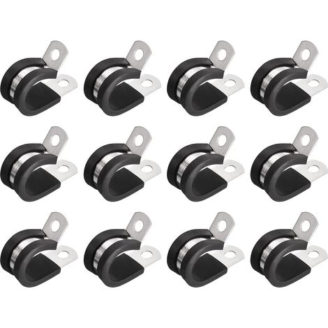 Collier de Serrage 16mm 304 Inox Acier Caoutchouc 12pcs (1/4)