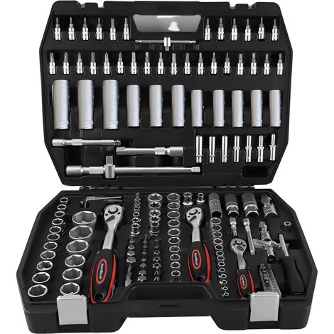 Coffret de 171 pièces Douilles, Cliquets, Kraft Müller KM-CRV-171 haute qualité en acier Chrome-Vanadium (1/4)