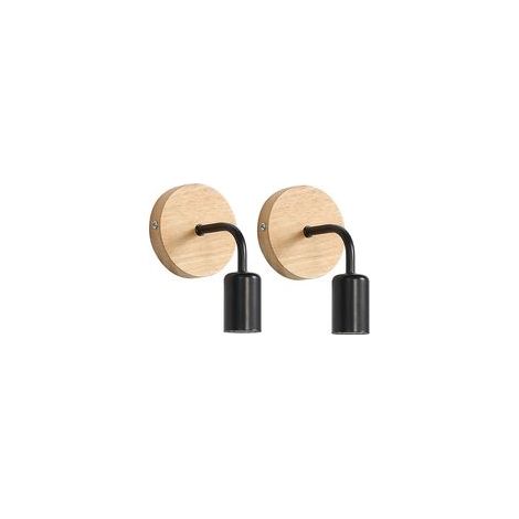 2 Pack Applique Murale Interieur Industrielle, Appliques Murale Bois, Noir, Lampe Murale Métal Decoration Murale Rétro, pour Salon, Chambre à Coucher Ampoules Non comprises (1/5)