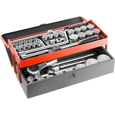 Facom – Jeu de douilles 1/2 pouce et 3/4 pouce carré – Boîte métallique BT.6A – 17,2 kg – Pour travaux de mécanique et d'entretien