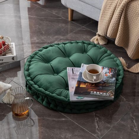 Coussin de sol rond JeiibrZui - 60 cm - 1 pièce - Orange - Coussin moelleux pour salon, chambre, yoga et méditation en extérieur (1/5)