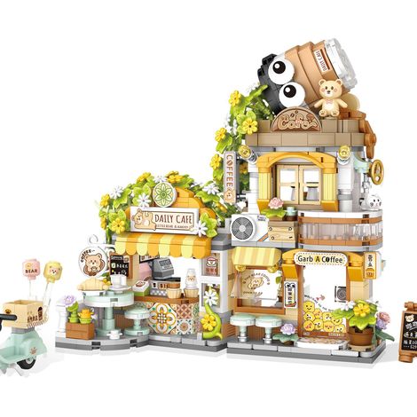 Jeu de construction Maison de thé Panda, kit de 860 pièces de blocs miniatures pliables, jouet créatif pour enfants et collectionneurs, thème oriental (1/5)