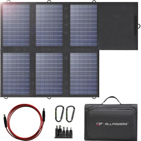 ALLPOWERS SP026 Portable Solar Panel 60W, Waterproof IP67 Foldable Solar Panel Charger with 18V DC, PD 60W USB-C and 5V USB-A Output for Laptop Cellphone Solar Generator 12V Battery (1/4)