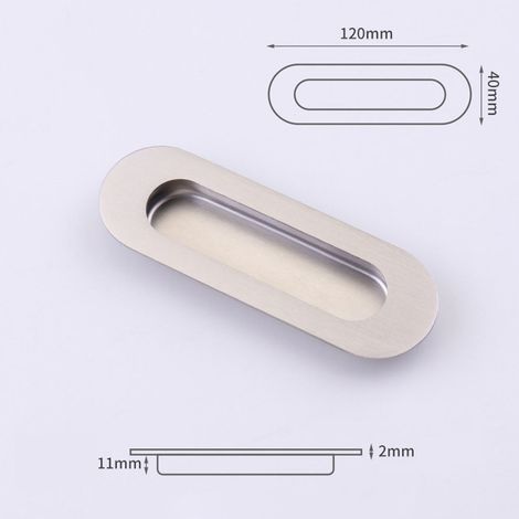 Poignée De Porte Coulissante Encastrée - Acier Inoxydable - Pour Porte De Placard Et Armoire - 120 X 40 Mm - 1 Pièce (1/5)