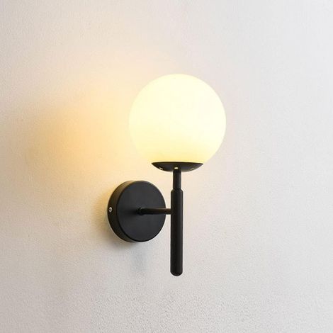 Wandleuchte mit weißem Glasschirm, Schlafzimmer-Nachttischlampe, Wandleuchten aus goldenem Metall, moderne Wandbeleuchtungssets, Innenleuchten für Wohnzimmer, Büro, Flur,