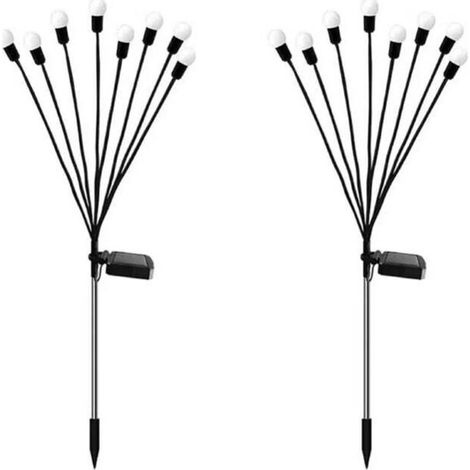 Set di 2 lucciole solari con 8 LED - Impermeabili - Stelle - Per giardino, vialetto, paesaggio, uso esterno - Luce calda [Classe energetica A+++] -Crezuo